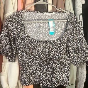 Lush floral square neck crew top